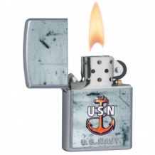 Zippo navy Anchor Street chroom