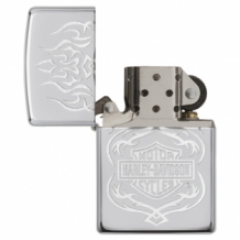 Zippo Harley Davidson Logo in Flame highpolish