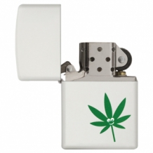 Zippo Leaf Face Design Matte White