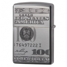 Zippo aansteker Currency achterzijde