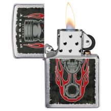 Zippo Piston Skull Flame open