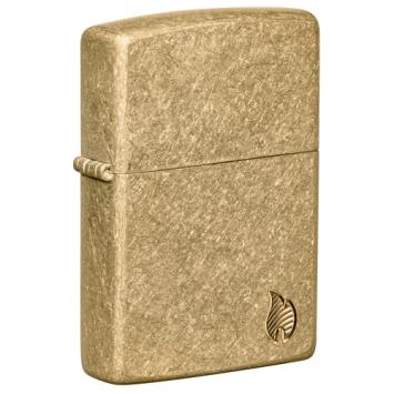 Zippo Armor Case Tumbled Brass with Flame